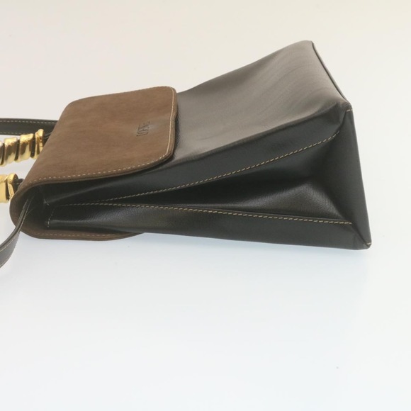 LOEWE Twist handle Velazquez Hand Bag Leather 2way Black Brown Auth am2237g - Picture 3 of 10